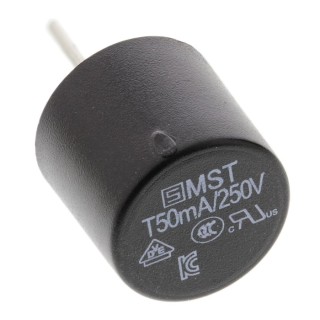 Schurter Non-Resettable Radial Fuse 50mA 250V AC Thermoplastic Body MST 250 Series 0034.6602