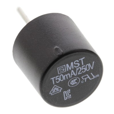 Schurter Non-Resettable Radial Fuse 50mA 250V AC Thermoplastic Body MST 250 Series 0034.6602
