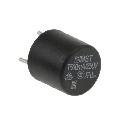 Schurter Non-Resettable Fuse Radial 500mA 250V AC Thermoplastic Body MST 250 Series 0034.6612