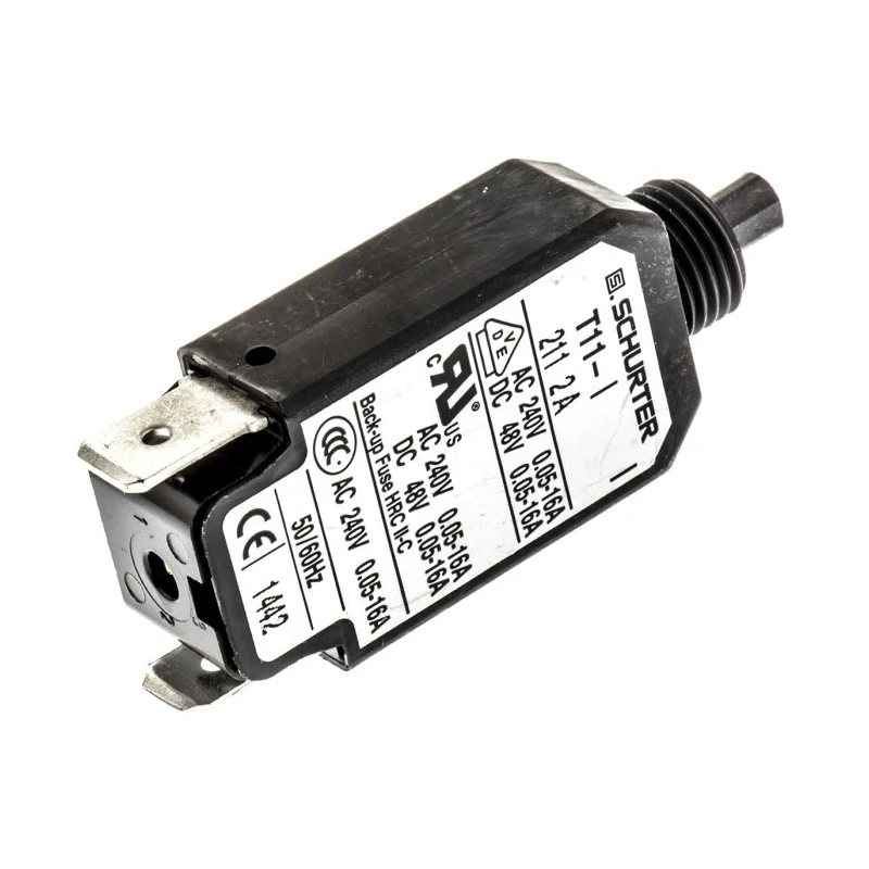 Schurter Thermal Circuit Breaker Panel Mount 2A 1-Pole 240V AC 48V DC T11 Series 4400.0047