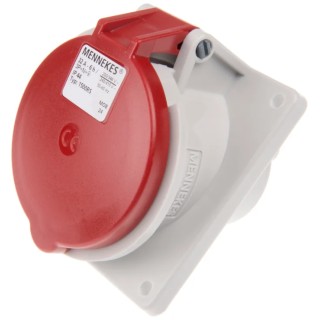 MENNEKES Industrial Power Connector Panel Mount 3-Pole 32A 400V IP44 Red 7313 