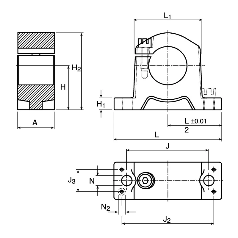 Ewellix Makers in Motion Linear Shaft Support Bearing Housing 63 mm Aluminium LSCS 30