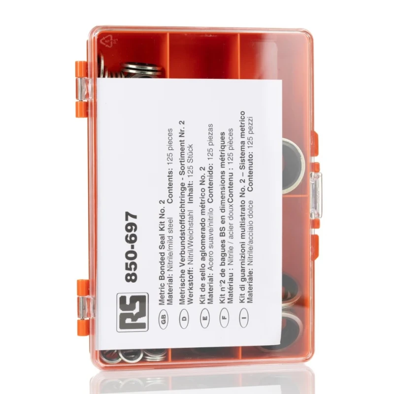 RS PRO Metric Bonded Seal Kit Nitrile 125 Pieces United Kingdom 850-697