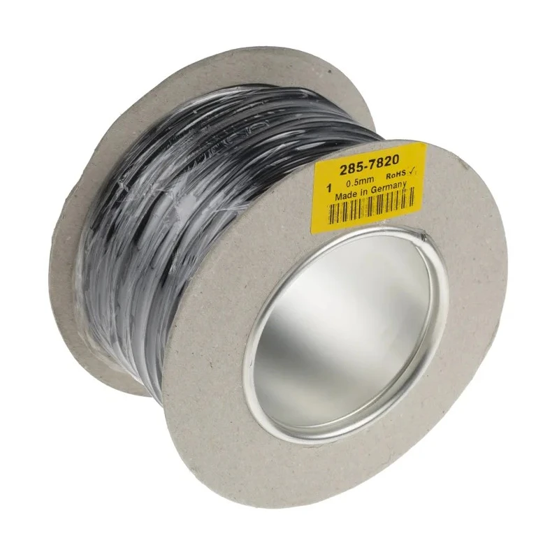 Staubli FlexiVolt Series Black Hook Up Wire 20 AWG 129/0.07 mm Core Strands 100 m Polyvinyl Chloride 285-7820