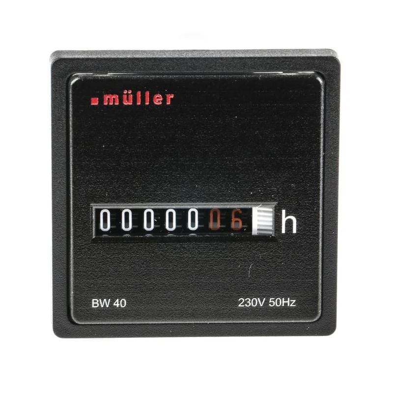 Muller 5 Digit Motor Driven Hour Counter 230VAC, Panel Mount BW40