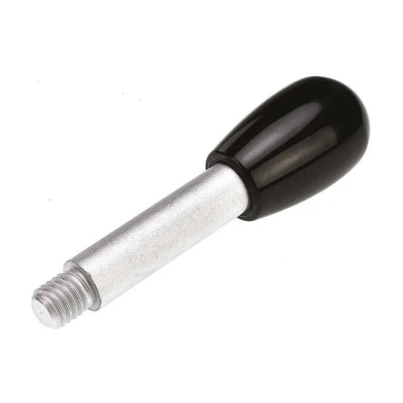 Elesa Lever Arm with Male Thread M8 x 9 mm, Duroplast Handle and Steel Shaft, Black, Length 67mm 4002