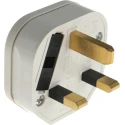 RS PRO 13A 250V UK Mains Plug White Thermoplastic Body Clamp 854-403