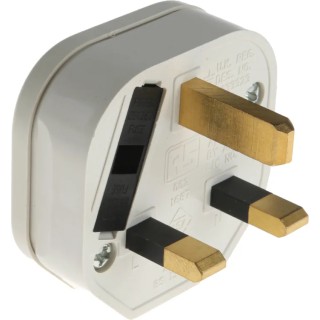 RS PRO 13A 250V UK Mains Plug White Thermoplastic Body Clamp 854-403