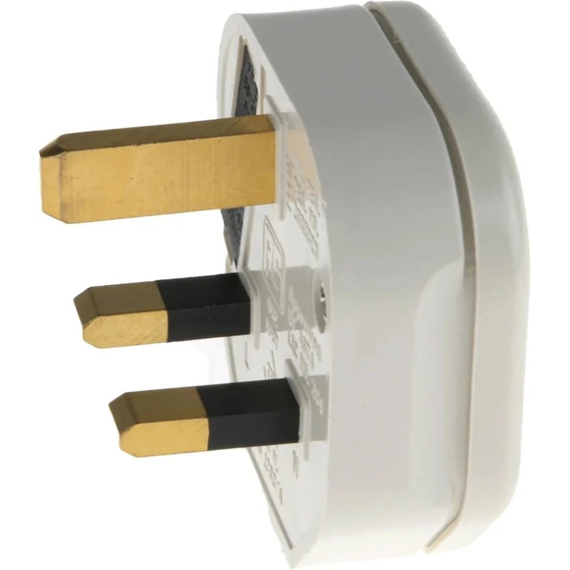 RS PRO 13A 250V UK Mains Plug White Thermoplastic Body Clamp 854-403
