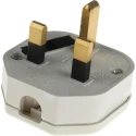 RS PRO 13A 250V UK Mains Plug White Thermoplastic Body Clamp 854-403