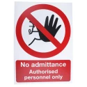 RS PRO Vinyl No Admittance Authorised Personnel Only Prohibition Sign 400mm x 300mm 863-508