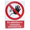 RS PRO Vinyl No Admittance Authorised Personnel Only Prohibition Sign 400mm x 300mm 863-508