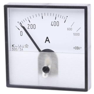 HOBUT Analogue Panel Ammeter 100 A AC Moving Iron, 72 mm x 72 mm PD72MIS5A2/2-001 0/500/1000A