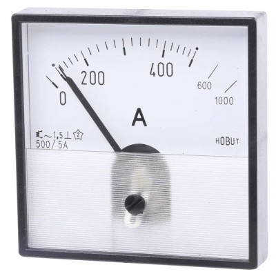 HOBUT Analogue Panel Ammeter 100 A AC Moving Iron, 72 mm x 72 mm PD72MIS5A2/2-001 0/500/1000A