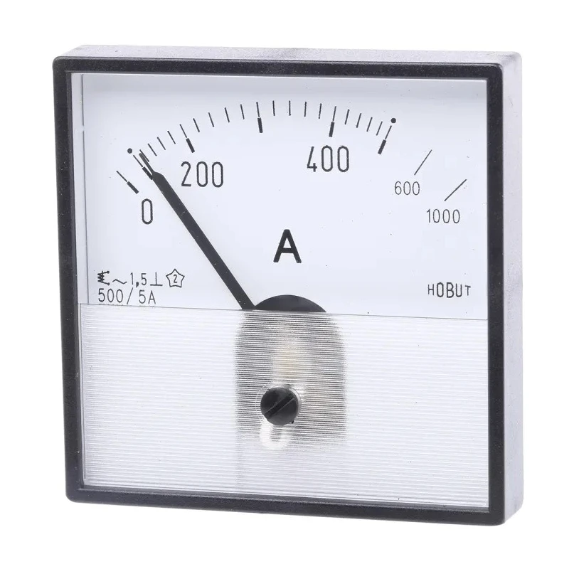 HOBUT Analogue Panel Ammeter 100 A AC Moving Iron, 72 mm x 72 mm PD72MIS5A2/2-001 0/500/1000A