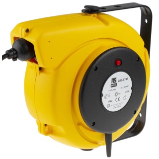 RS PRO Heavy-Duty 11 m Cable Reel, 230V, 10A, Auto Rewind, IP42, Polyvinyl Chloride Jacket IP42