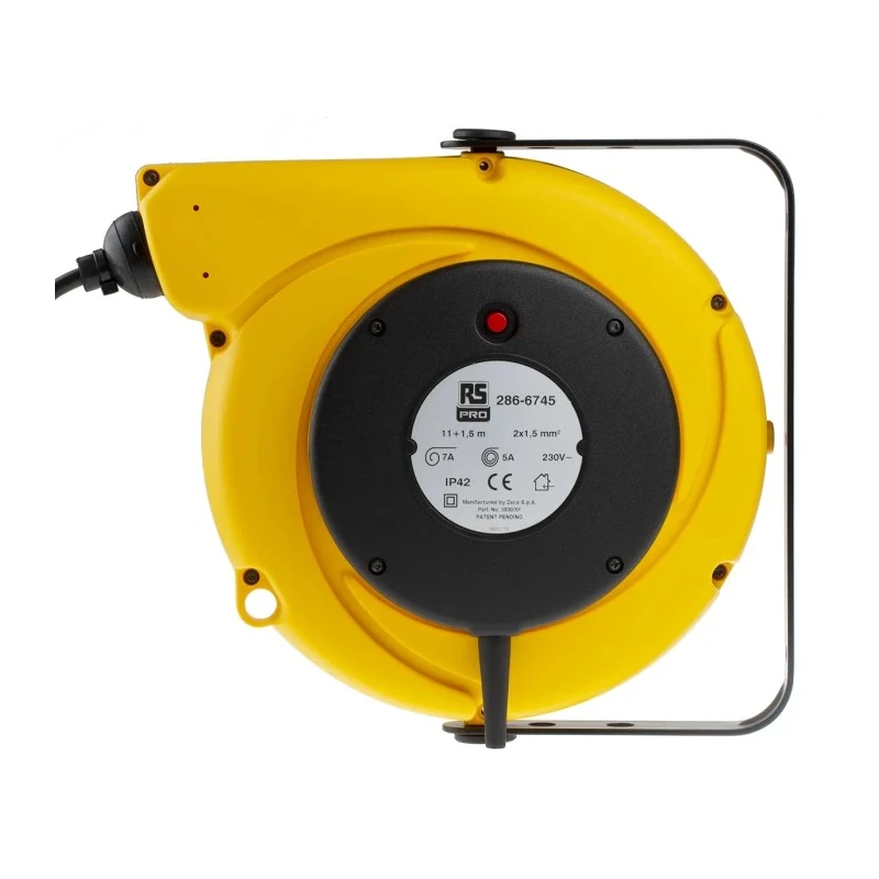 RS PRO Heavy-Duty 11 m Cable Reel, 230V, 10A, Auto Rewind, IP42, Polyvinyl Chloride Jacket IP42
