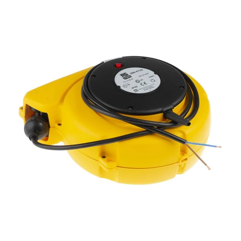 RS PRO Heavy-Duty 11 m Cable Reel, 230V, 10A, Auto Rewind, IP42, Polyvinyl Chloride Jacket IP42