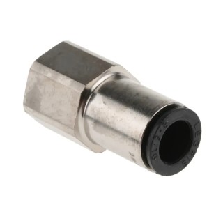 Legris LF3000 Series Pneumatic Fitting Female 1/4 in G Threaded-to-Tube Push-In 8mm Nickel Plated Brass 80°C 20 bar LF3000