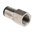 Legris LF3000 Series Pneumatic Fitting Female 1/4 in G Threaded-to-Tube Push-In 8mm Nickel Plated Brass 80°C 20 bar LF3000