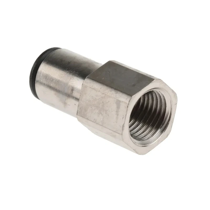 Legris LF3000 Series Pneumatic Fitting Female 1/4 in G Threaded-to-Tube Push-In 8mm Nickel Plated Brass 80°C 20 bar LF3000