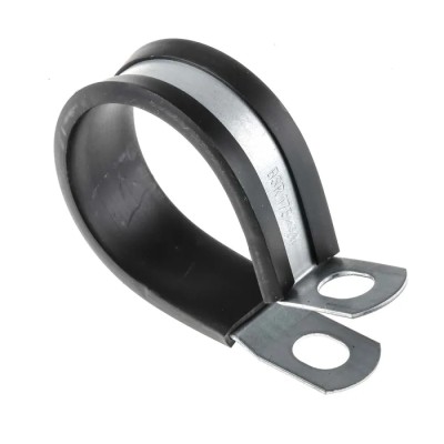 RS PRO Black Plated Steel Cable Clip P Clamp 40 mm Max Bundle Diameter Screw Fixing 19.1mm x 2.4mm x 2.4mm 287-5581