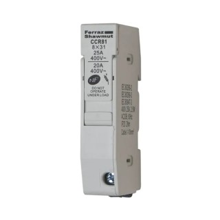 Mersen Rail Mount Fuse Holder 25A, 1 Pole, Thermoplastic Case, Compatible with 10 x 38 mm Fuse, 400V AC C200769 / CCR81