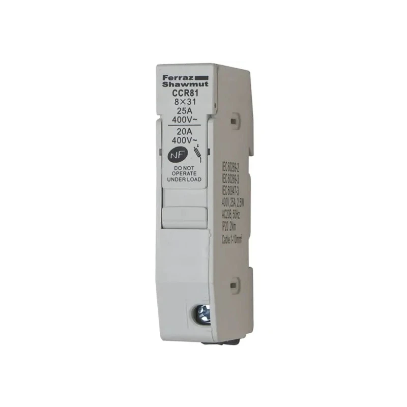 Mersen Rail Mount Fuse Holder 25A, 1 Pole, Thermoplastic Case, Compatible with 10 x 38 mm Fuse, 400V AC C200769 / CCR81