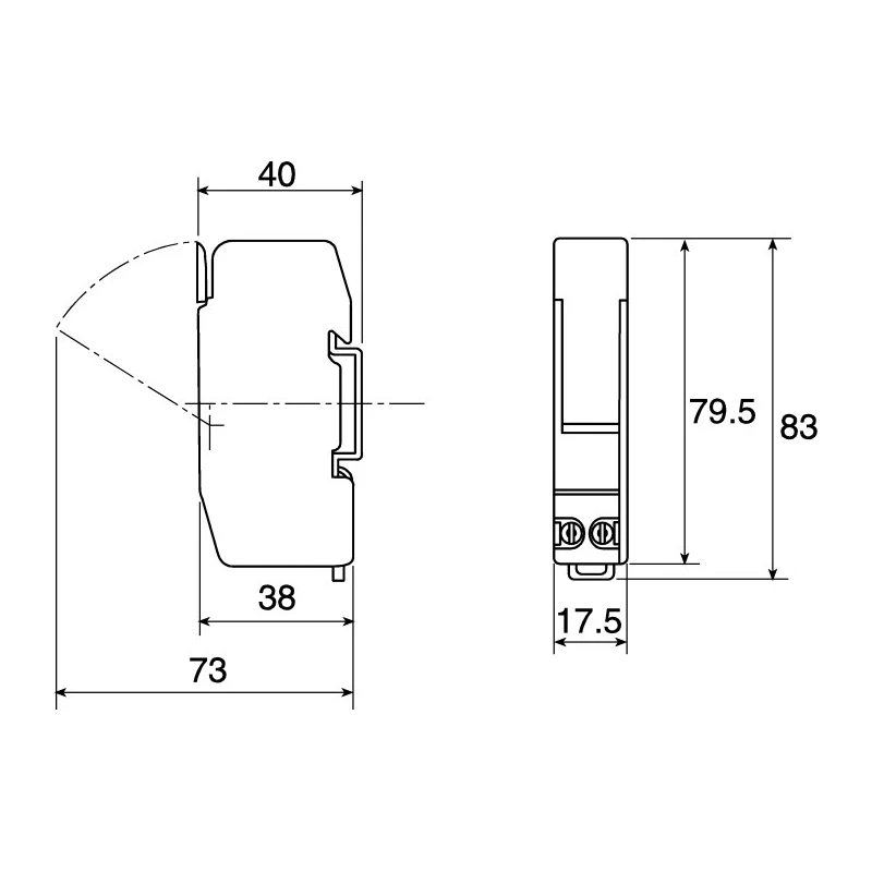 Mersen Rail Mount Fuse Holder 25A, 1 Pole, Thermoplastic Case, Compatible with 10 x 38 mm Fuse, 400V AC C200769 / CCR81