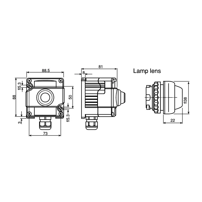 Bartec Push Button Control Station Thermoplastic Enclosure IP67 IP66 Cutout Diameter 22mm 07-3511-10LRR
