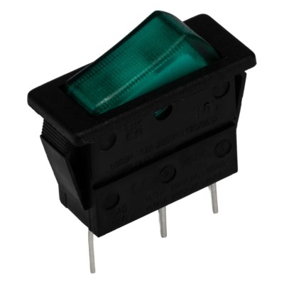 Arcolectric (Bulgin) Ltd Illuminated SPST On-Off Rocker Switch Panel 16A 230V Green Actuator C5503ALNAK