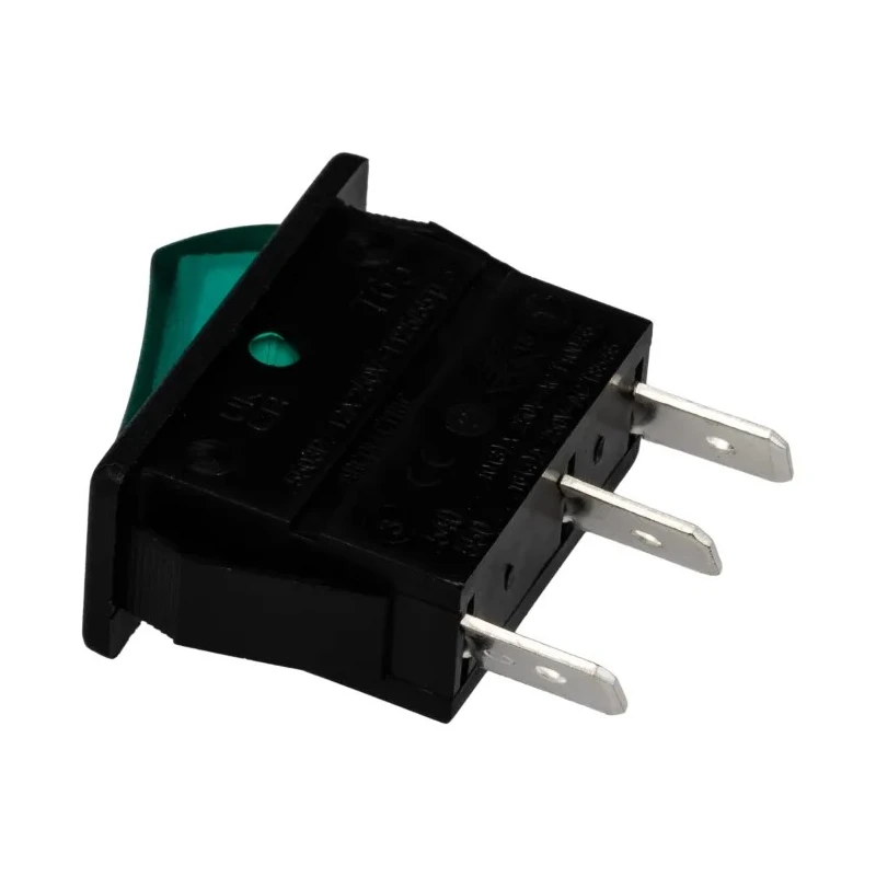 Arcolectric (Bulgin) Ltd Illuminated SPST On-Off Rocker Switch Panel 16A 230V Green Actuator C5503ALNAK