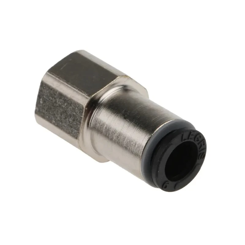Legris Pneumatic Fitting Series Female Threaded-to-Tube, Nickel Plated Brass, 1/8 in G Thread, Push-In 6 mm, 20 bar LF3000