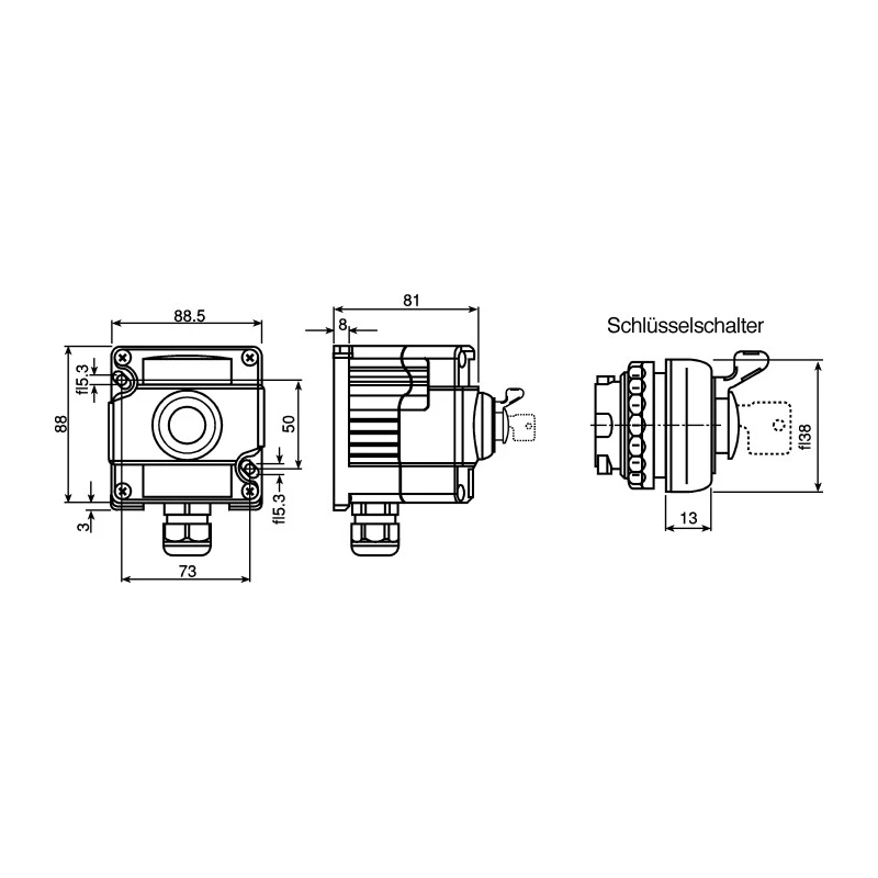 Bartec Momentary Control Station Switch, Thermoplastic Enclosure, 2 NO Contact Configuration, 1 Cutout, IP66 07-3511-10K02