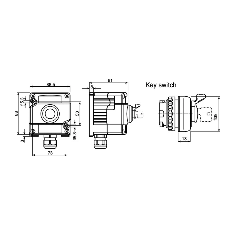 Bartec Momentary Control Station Switch, Thermoplastic Enclosure, 2 NO Contact Configuration, 1 Cutout, IP66 07-3511-10K02