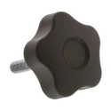 Elesa Black Polypropylene Multiple Lobes Clamping Knob, Threaded Stud, 50 mm Diameter, 30 mm Thread Length 69963