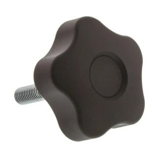 Elesa Black Polypropylene Multiple Lobes Clamping Knob, Threaded Stud, 50 mm Diameter, 30 mm Thread Length 69963