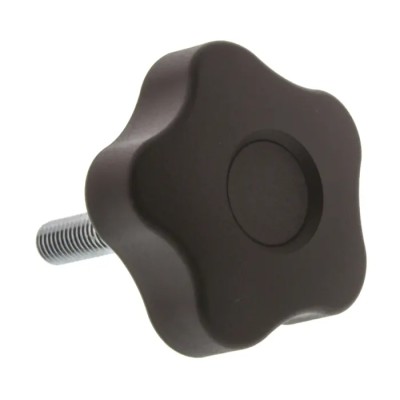 Elesa Black Polypropylene Multiple Lobes Clamping Knob, Threaded Stud, 50 mm Diameter, 30 mm Thread Length 69963
