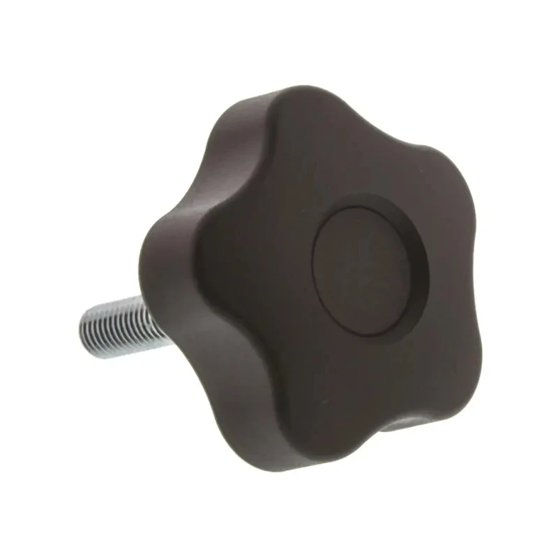 Elesa Black Polypropylene Multiple Lobes Clamping Knob, Threaded Stud, 50 mm Diameter, 30 mm Thread Length 69963