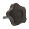 Elesa Black Polypropylene Multiple Lobes Clamping Knob, Threaded Stud, 50 mm Diameter, 30 mm Thread Length 69963