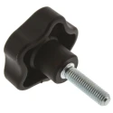 Elesa Black Polypropylene Multiple Lobes Clamping Knob, Threaded Stud, 50 mm Diameter, 30 mm Thread Length 69963