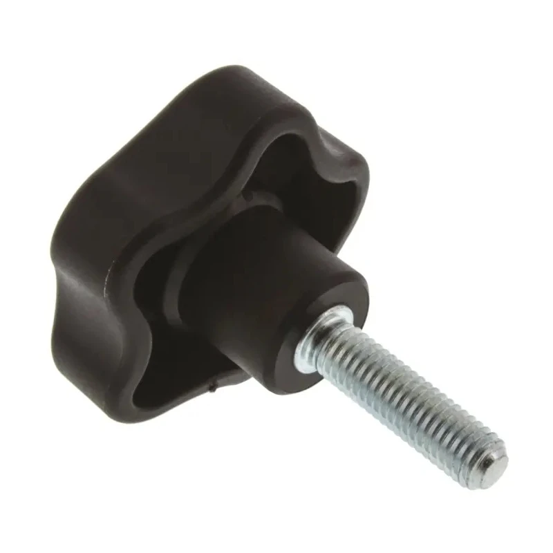 Elesa Black Polypropylene Multiple Lobes Clamping Knob, Threaded Stud, 50 mm Diameter, 30 mm Thread Length 69963