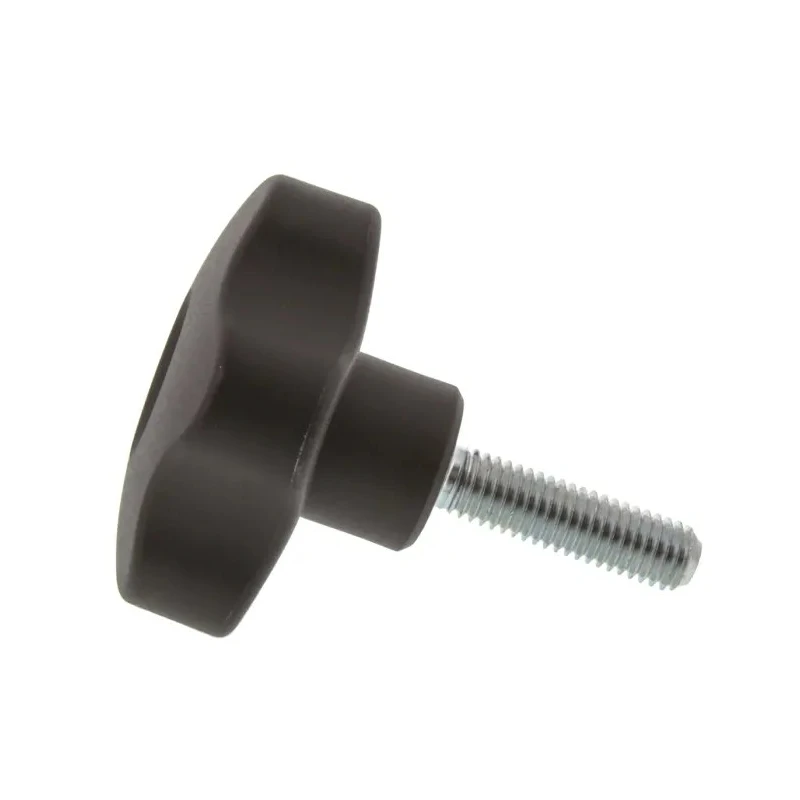 Elesa Black Polypropylene Multiple Lobes Clamping Knob, Threaded Stud, 50 mm Diameter, 30 mm Thread Length 69963