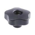 Elesa High Resilience Polypropylene Multiple Lobes Clamping Knob Threaded Through Hole Black 63 mm Diameter 70017