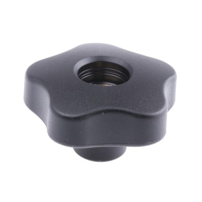 Elesa High Resilience Polypropylene Multiple Lobes Clamping Knob Threaded Through Hole Black 63 mm Diameter 70017