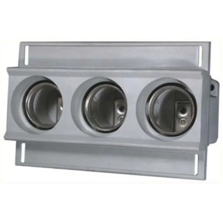 ETI 25A Bottle Fuse Holder, 3P-Pole for D02 Fuse, 500V AC, Plastic Body, Silver Plated Brass Contacts 2322025