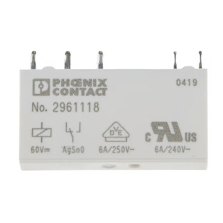 Phoenix Contact Power Relay PCB Mount 60V DC Coil 10mA Switching Current SPDT 2961118