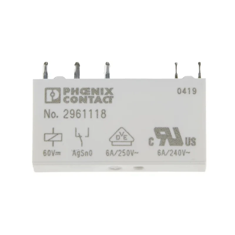 Phoenix Contact Power Relay PCB Mount 60V DC Coil 10mA Switching Current SPDT 2961118