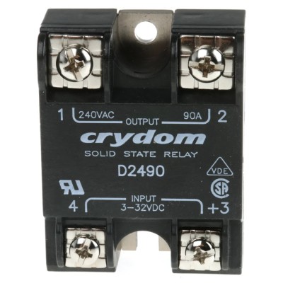 Crydom 1 240 VAC Series Solid State Relay, 90 A Load, Panel Mount, 280 Vrms Load, 32V Control D2490