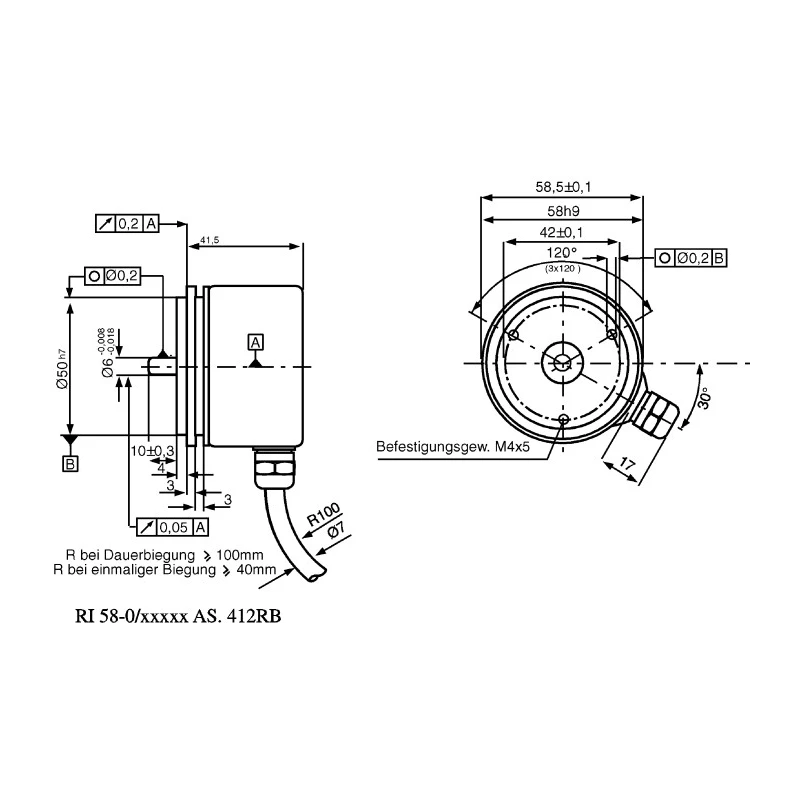 Kubler RI58 Series Incremental Encoder 30V DC, 100 ppr, Push Pull Signal, Hollow Shaft 12 mm RS0-550-172